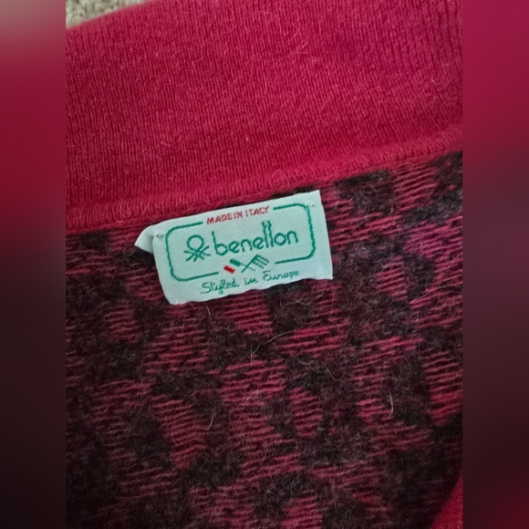 Benetton Made In Italy Size 48 XL Wool Angora Blend Womens Sweater Pink Gray Vtg - Picture 4 of 5